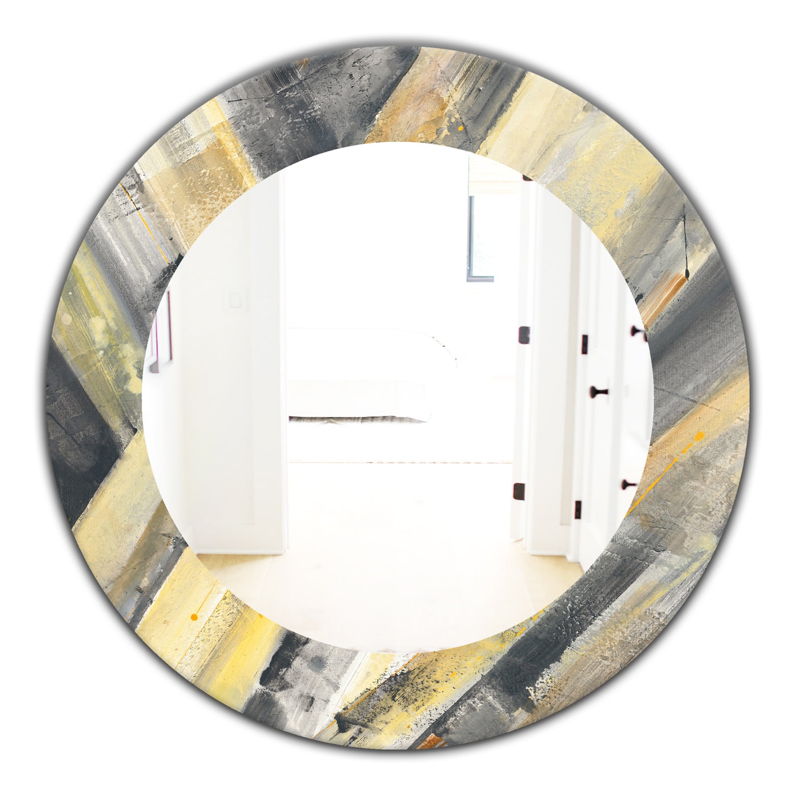 Geometric Beige Glacier - Modern Mirror - Oval or Round Wall Mirror