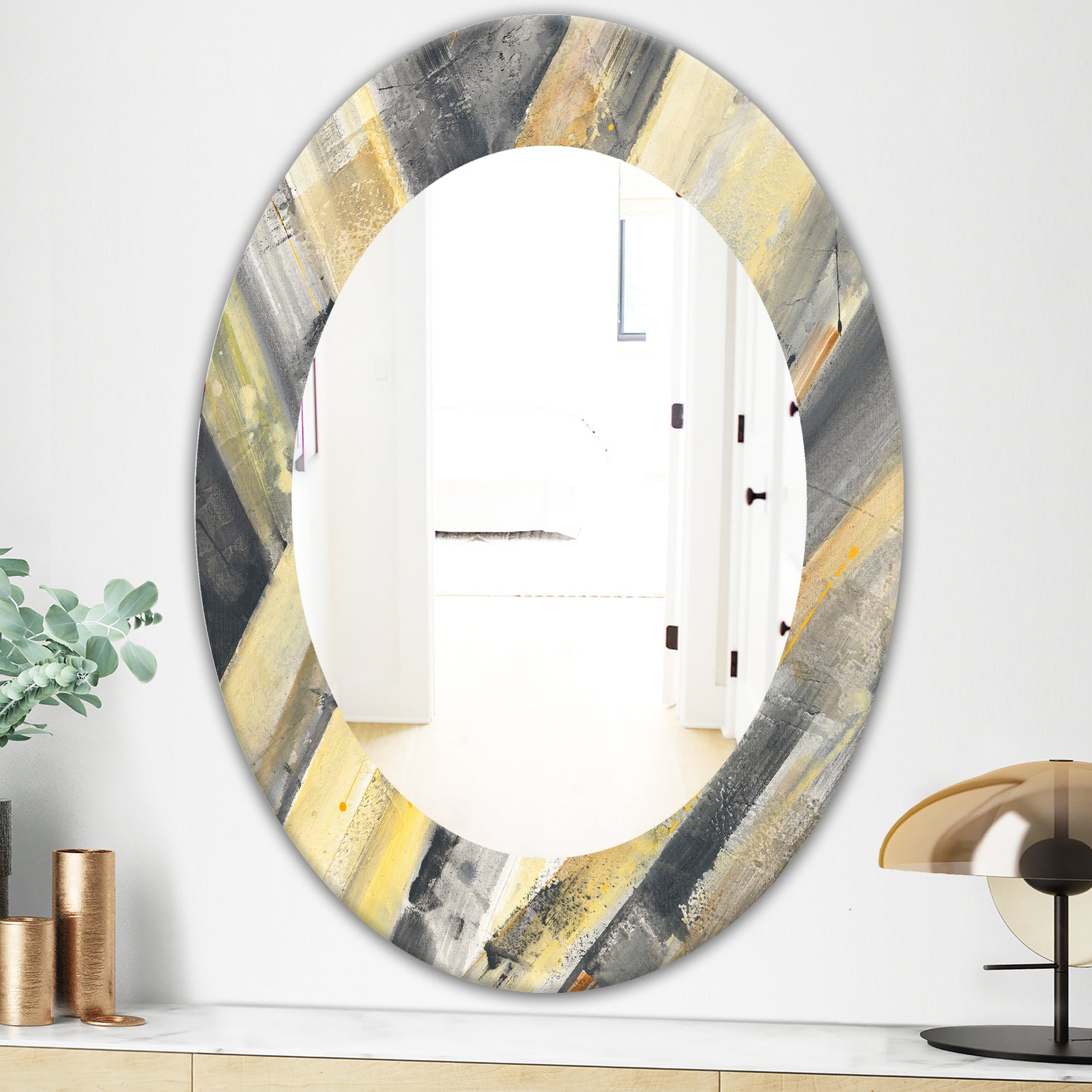 Geometric Beige Glacier - Modern Mirror - Oval or Round Wall Mirror
