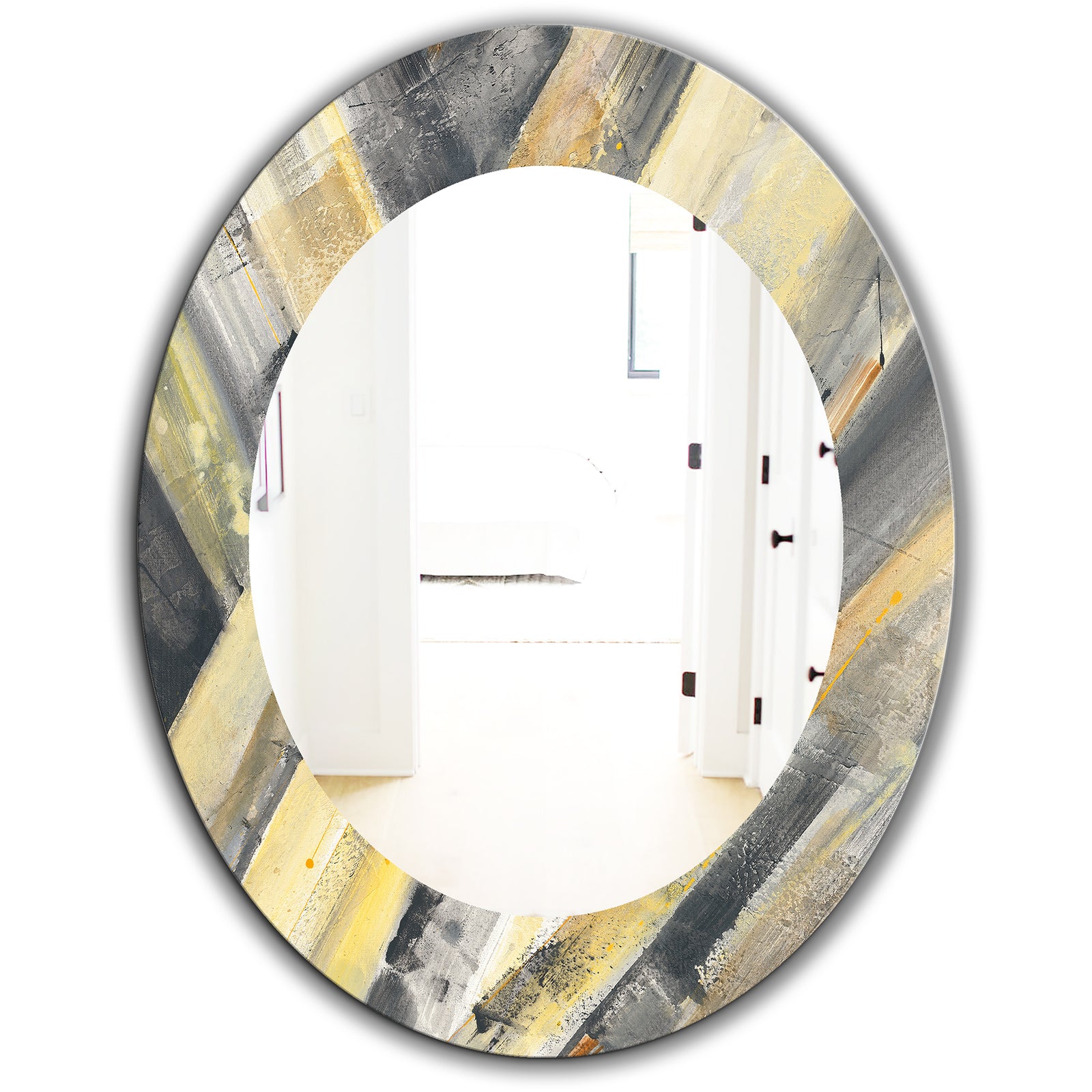 Geometric Beige Glacier - Modern Mirror - Oval or Round Wall Mirror