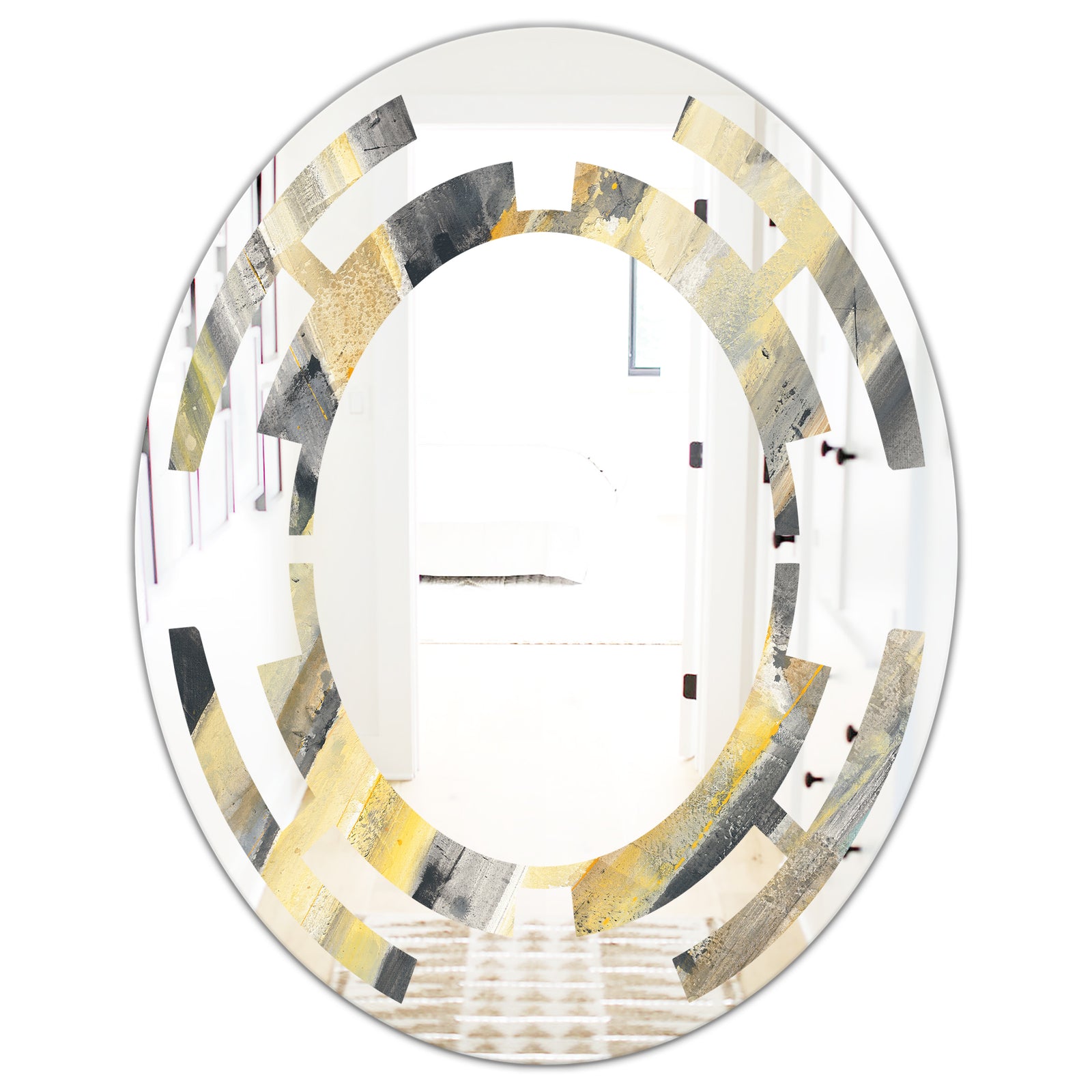 Geometric Beige Glacier - Modern Round or Oval Wall Mirror - Space