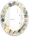 Geometric Beige Glacier - Modern Round or Oval Wall Mirror - Leaves