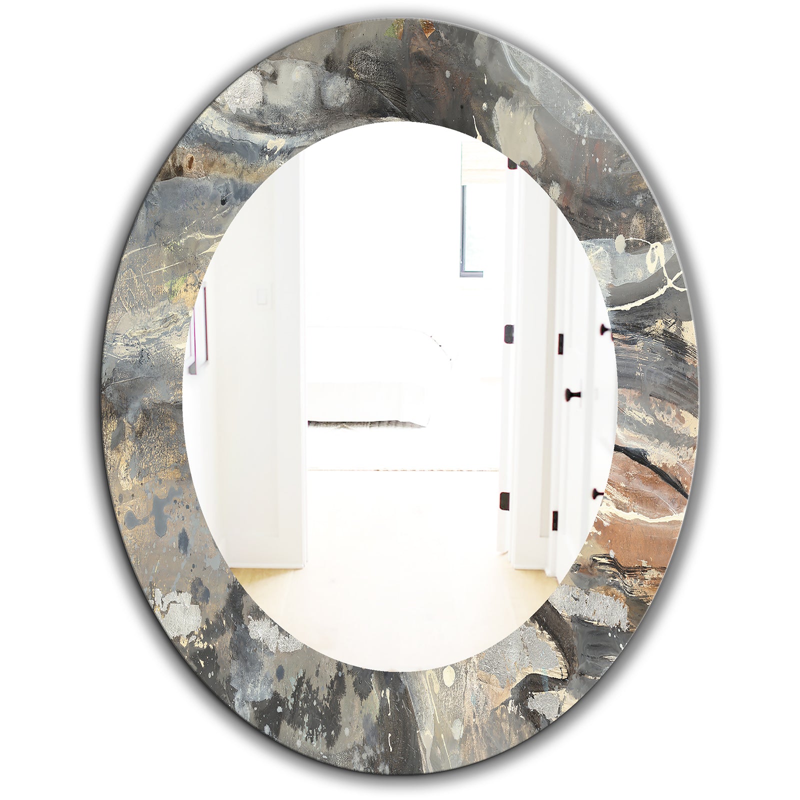 Fire and Ice Minerals I - Farmhouse Mirror - Frameless Oval or Round Wall Mirror