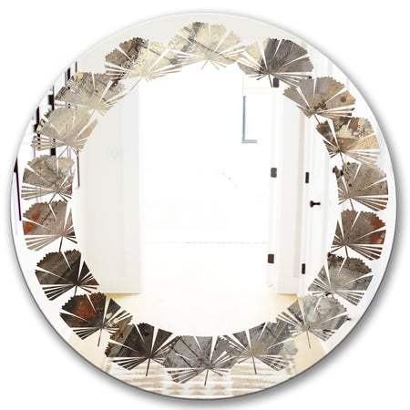Fire and Ice Minerals III - Modern Round or Oval Wall Mirror - Leaves
