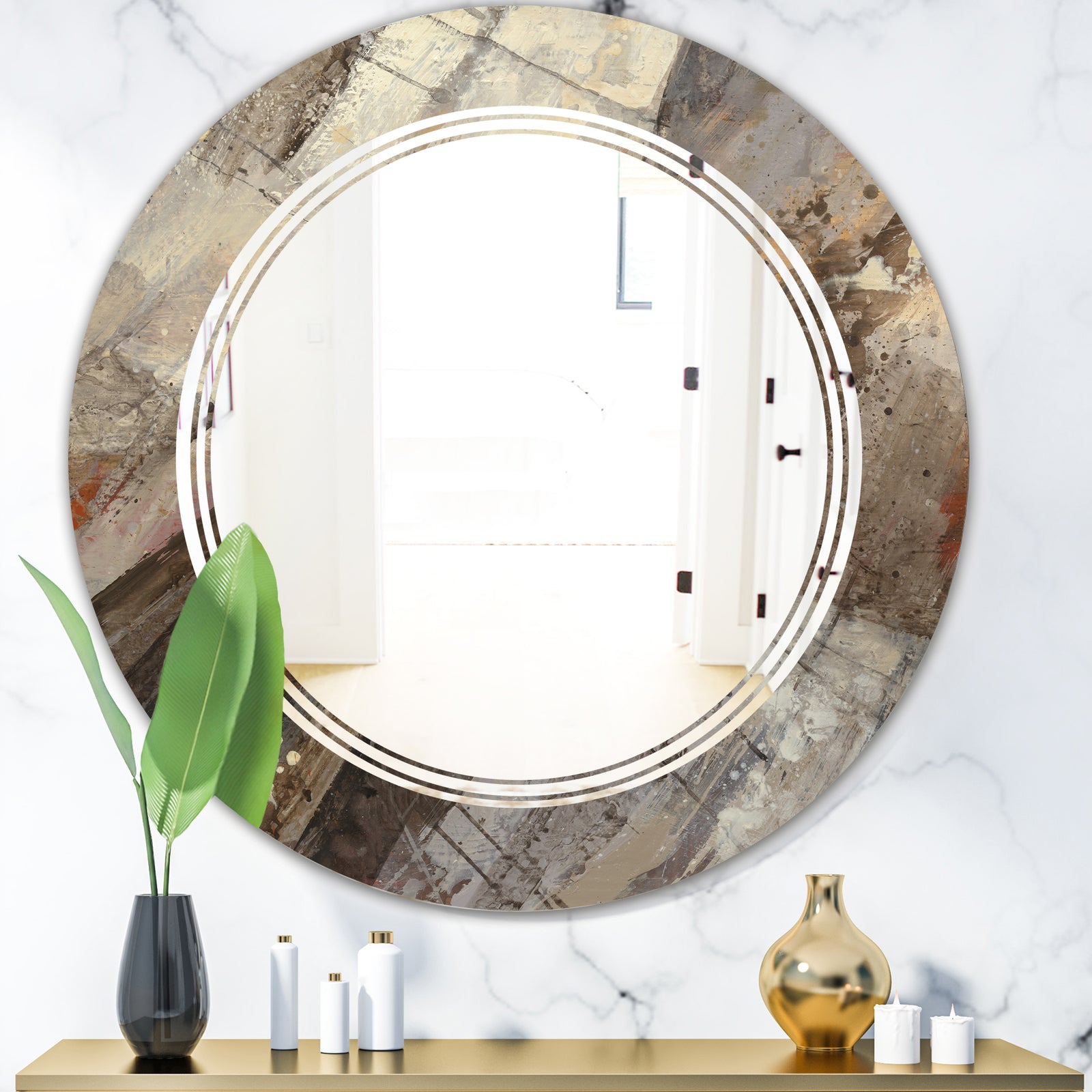 Fire and Ice Minerals III - Modern Round or Oval Wall Mirror - Triple C