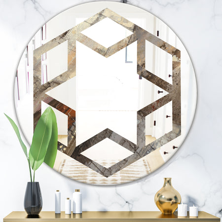Fire and Ice Minerals III - Modern Round or Oval Wall Mirror - Hexagon Star