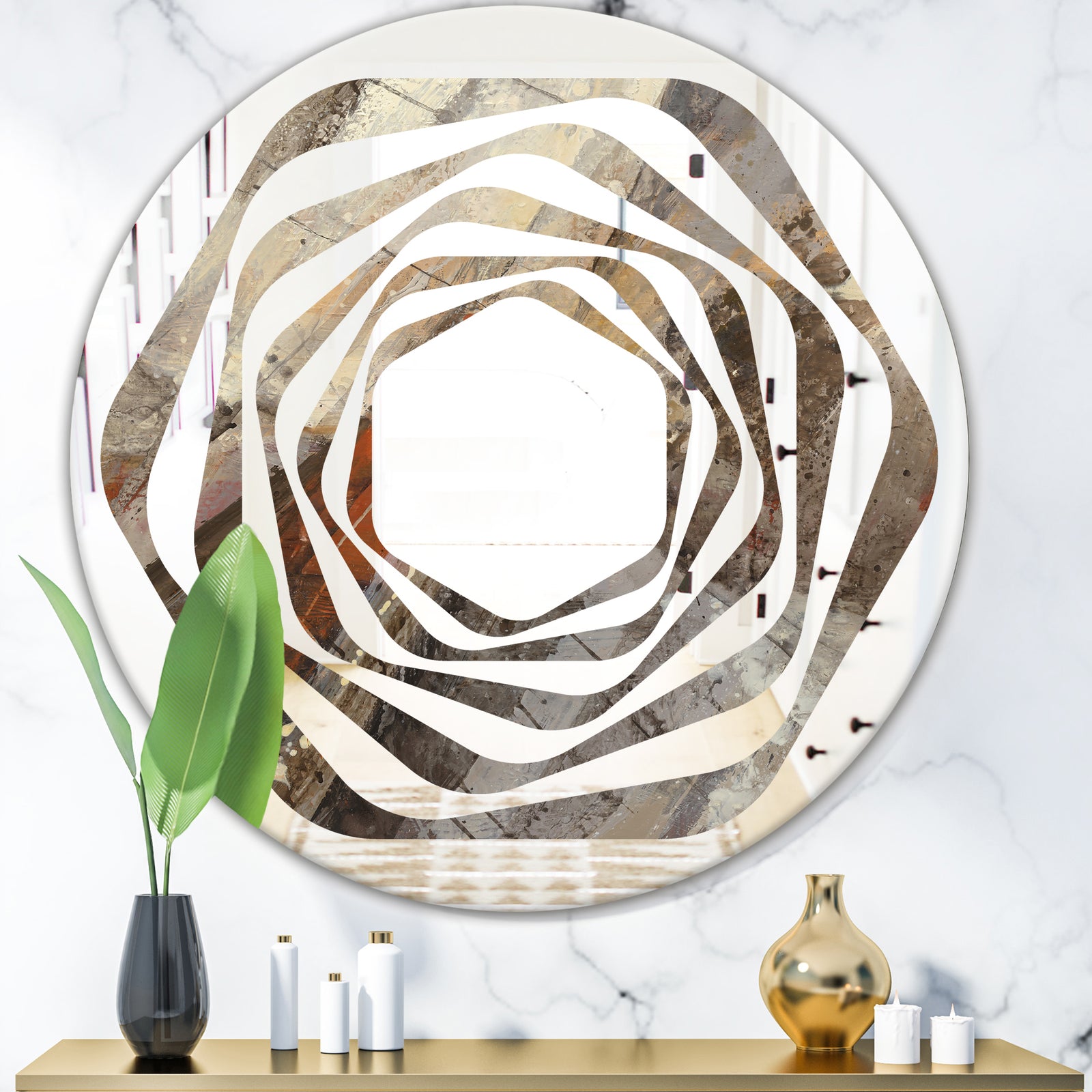 Fire and Ice Minerals III - Modern Round or Oval Wall Mirror - Whirl
