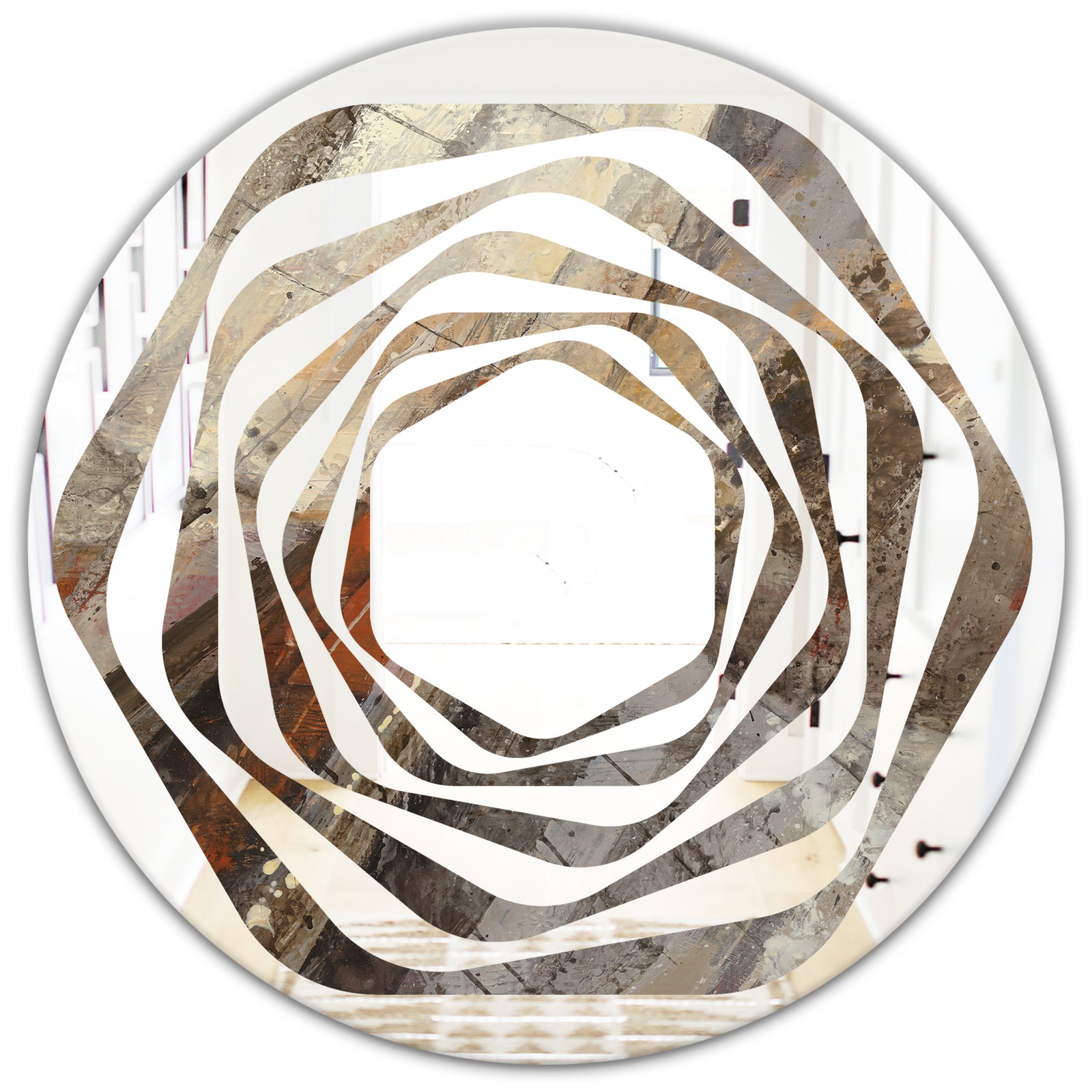 Fire and Ice Minerals III - Modern Round or Oval Wall Mirror - Whirl