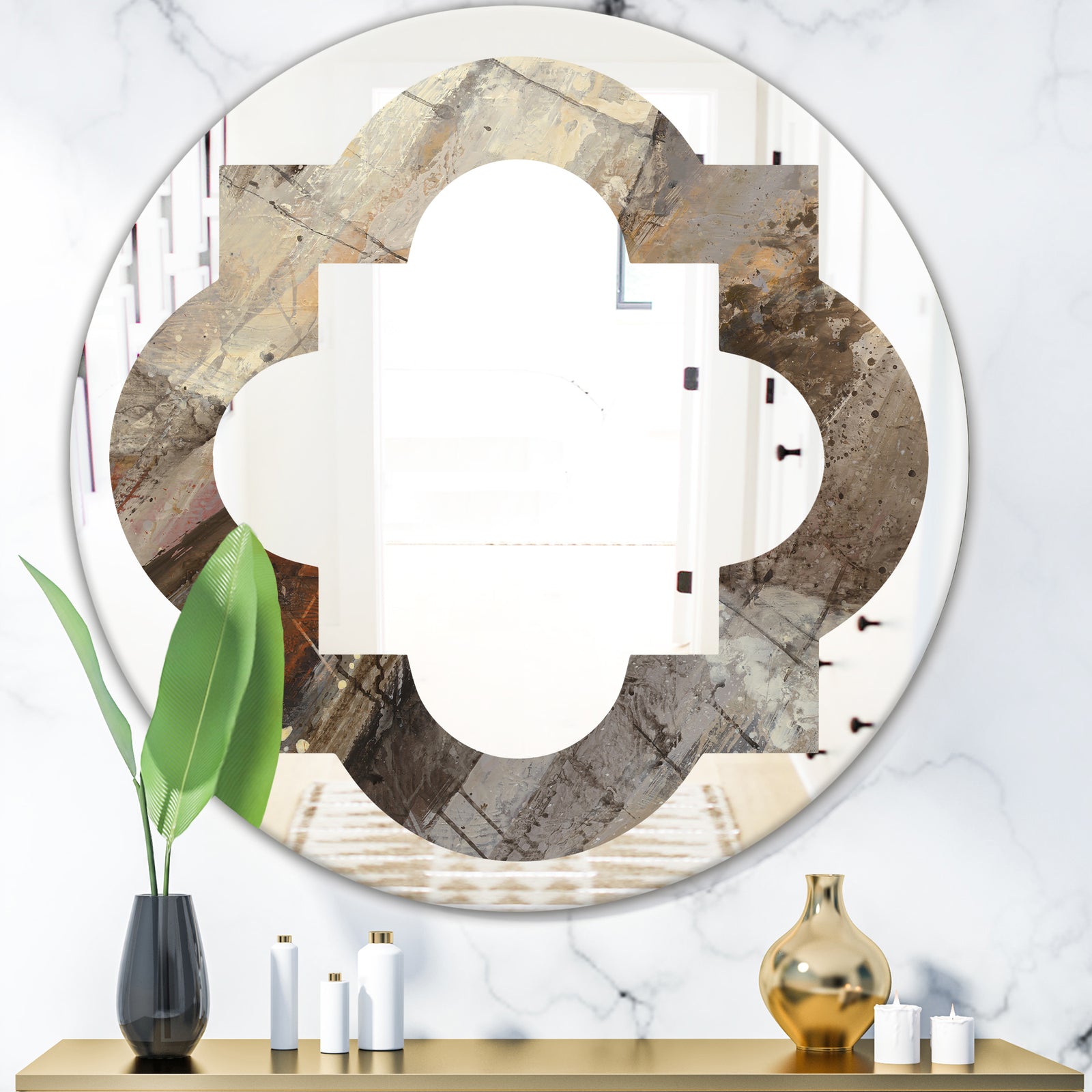 Fire and Ice Minerals III - Modern Round or Oval Wall Mirror - Quatrefoil