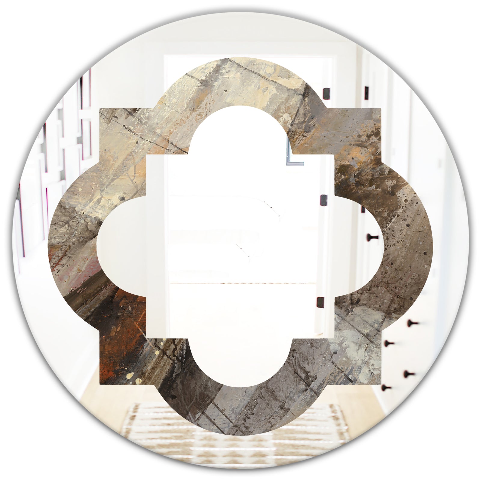 Fire and Ice Minerals III - Modern Round or Oval Wall Mirror - Quatrefoil