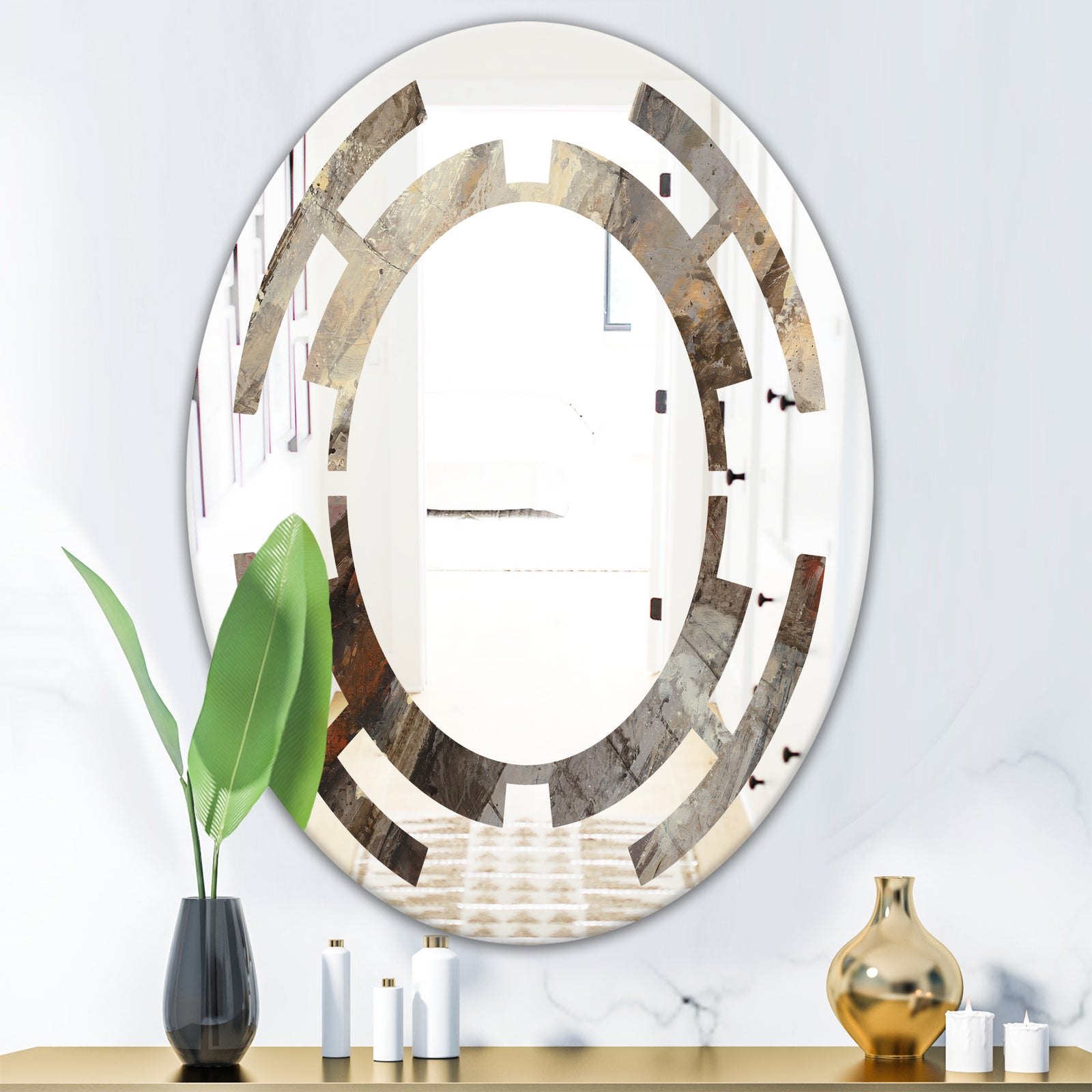 Fire and Ice Minerals III - Modern Round or Oval Wall Mirror - Space