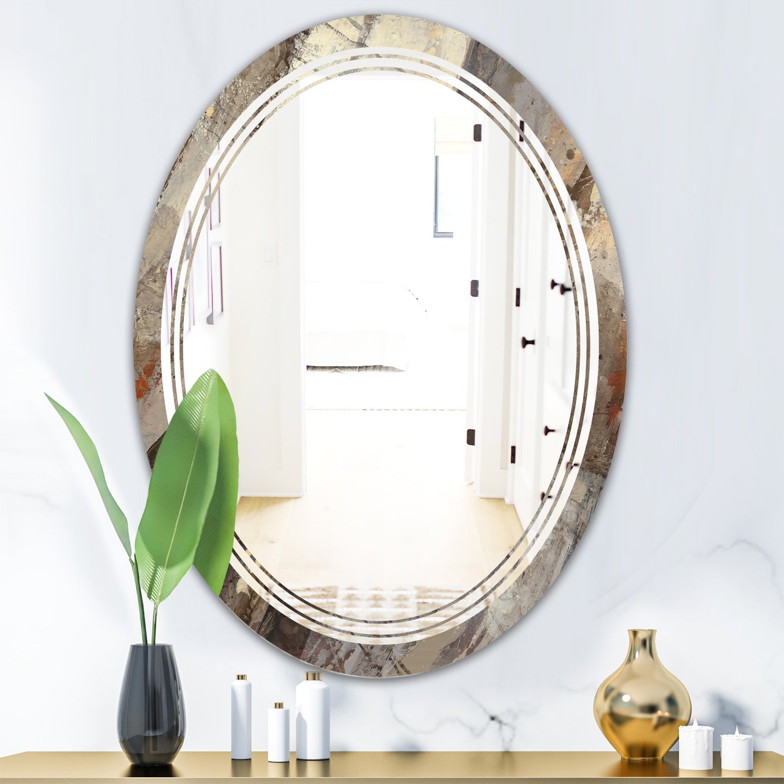 Fire and Ice Minerals III - Modern Round or Oval Wall Mirror - Triple C