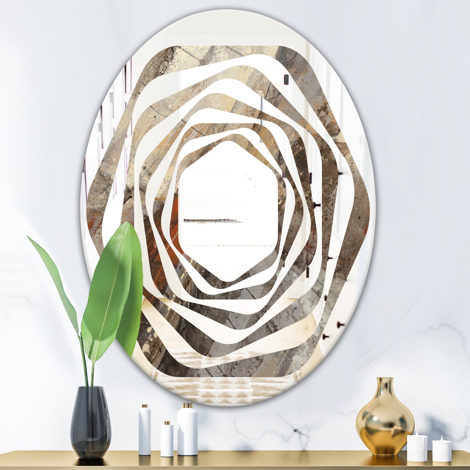 Fire and Ice Minerals III - Modern Round or Oval Wall Mirror - Whirl