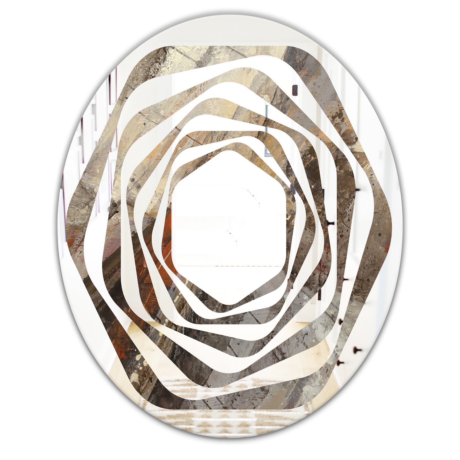 Fire and Ice Minerals III - Modern Round or Oval Wall Mirror - Whirl