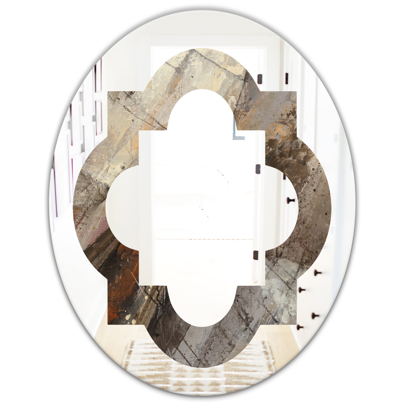 Fire and Ice Minerals III - Modern Round or Oval Wall Mirror - Quatrefoil
