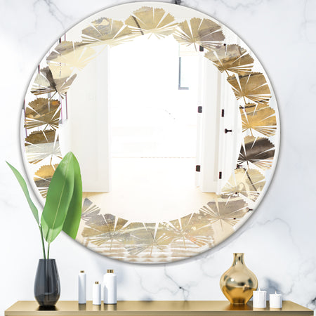 Fire and Ice Minerals V - Modern Round or Oval Wall Mirror - Leaves