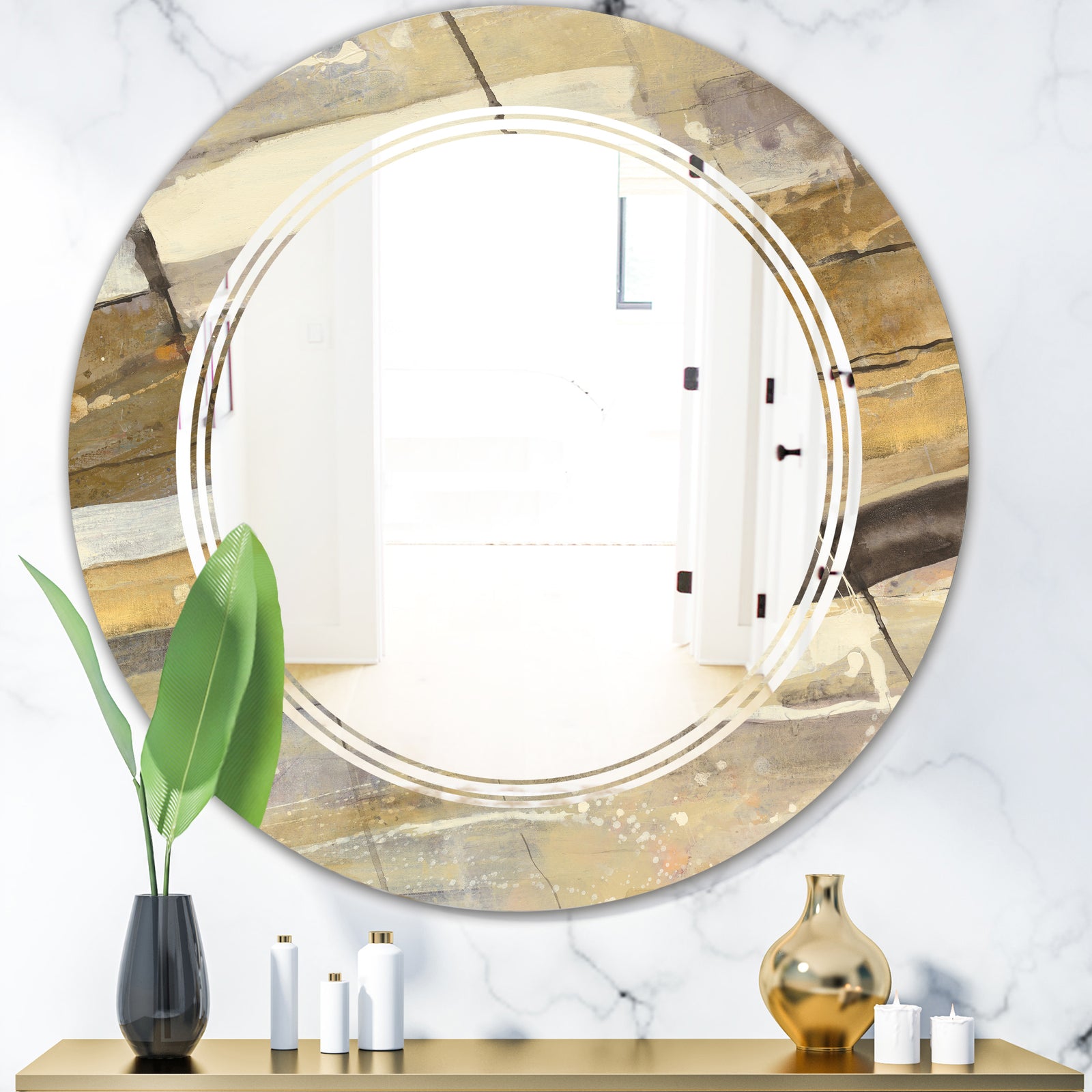 Fire and Ice Minerals V - Modern Round or Oval Wall Mirror - Triple C
