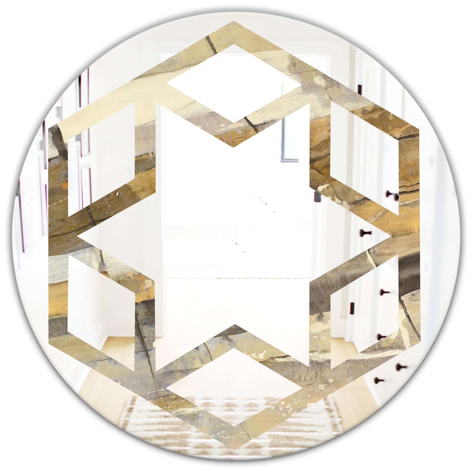 Fire and Ice Minerals V - Modern Round or Oval Wall Mirror - Hexagon Star