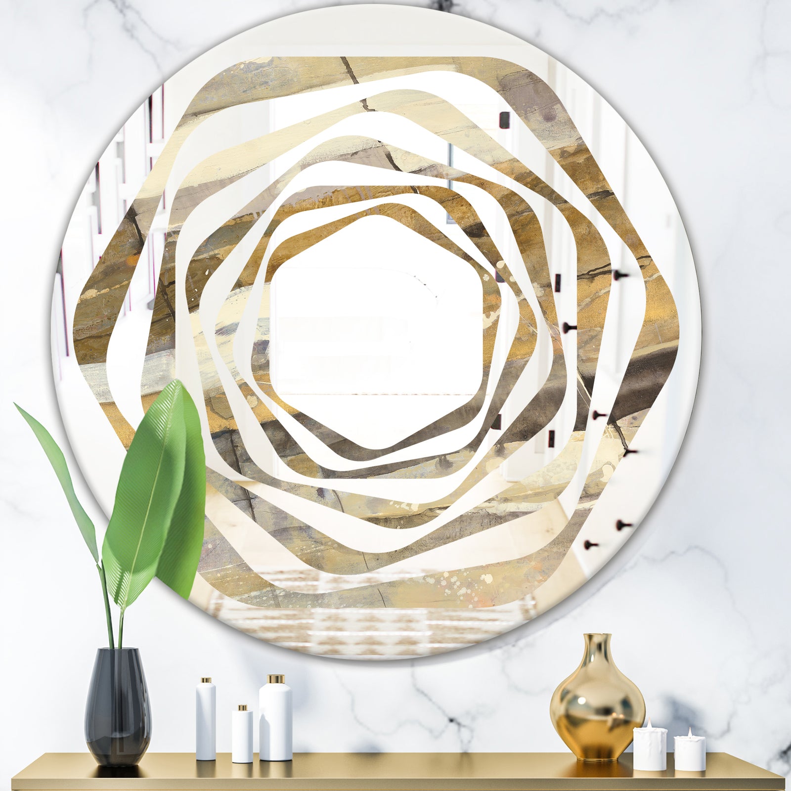 Fire and Ice Minerals V - Modern Round or Oval Wall Mirror - Whirl