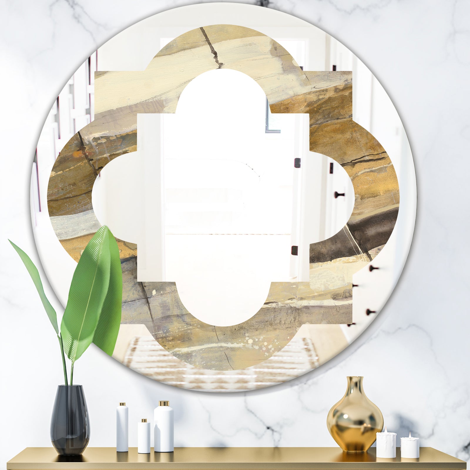 Fire and Ice Minerals V - Modern Round or Oval Wall Mirror - Quatrefoil