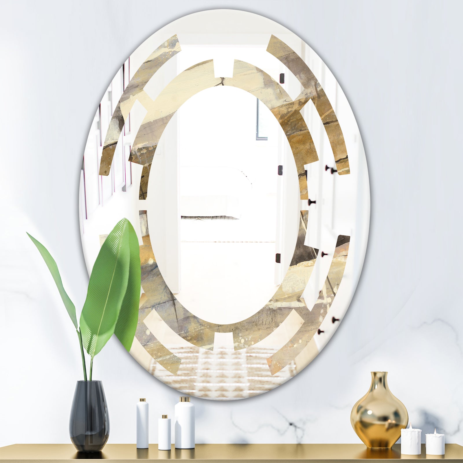 Fire and Ice Minerals V - Modern Round or Oval Wall Mirror - Space
