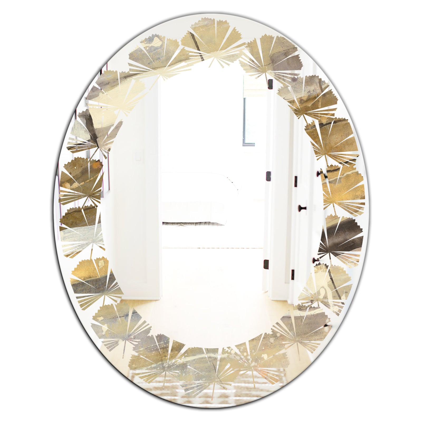 Fire and Ice Minerals V - Modern Round or Oval Wall Mirror - Leaves