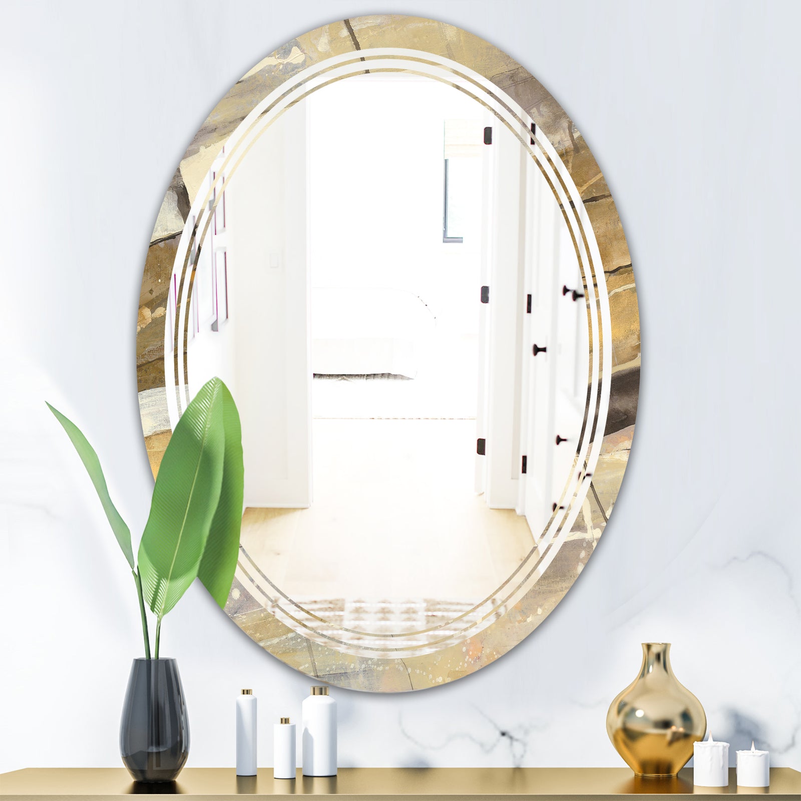 Fire and Ice Minerals V - Modern Round or Oval Wall Mirror - Triple C