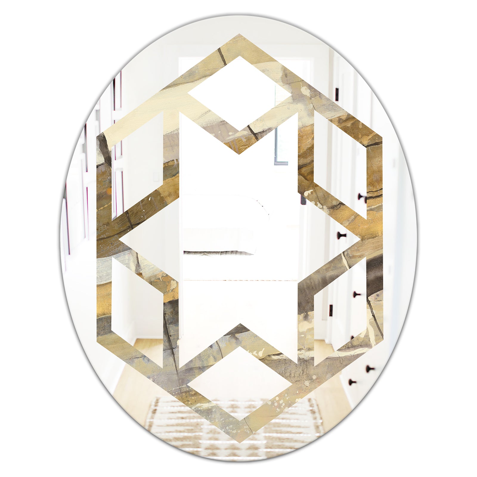 Fire and Ice Minerals V - Modern Round or Oval Wall Mirror - Hexagon Star
