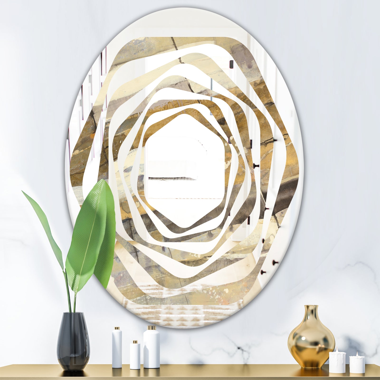 Fire and Ice Minerals V - Modern Round or Oval Wall Mirror - Whirl