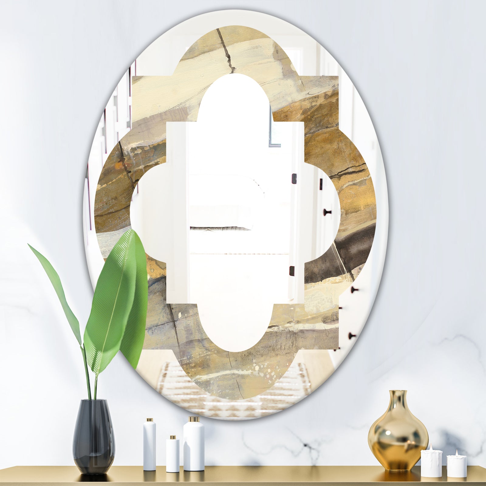 Fire and Ice Minerals V - Modern Round or Oval Wall Mirror - Quatrefoil