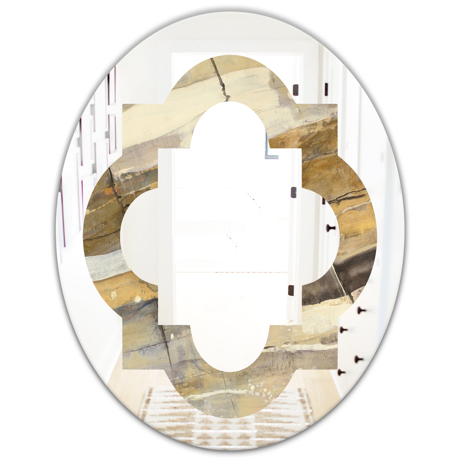Fire and Ice Minerals V - Modern Round or Oval Wall Mirror - Quatrefoil