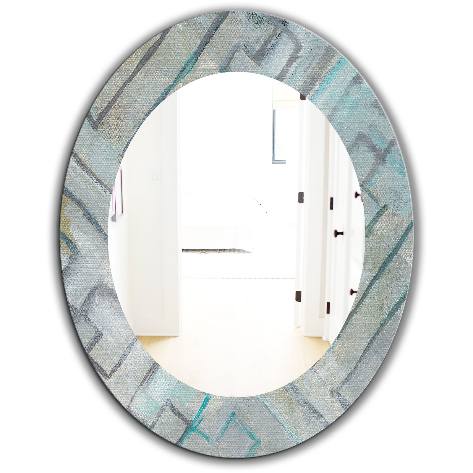 Lost In Geometric Element - Modern Mirror - Frameless Oval or Round Wall Mirror