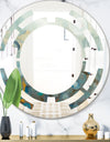 Blue and Bronze Dots On Glass II - Modern Round or Oval Wall Mirror - Space
