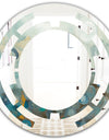Blue and Bronze Dots On Glass II - Modern Round or Oval Wall Mirror - Space