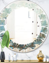 Blue and Bronze Dots On Glass II - Modern Round or Oval Wall Mirror - Leaves