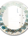 Blue and Bronze Dots On Glass II - Modern Round or Oval Wall Mirror - Leaves