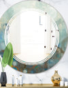 Blue and Bronze Dots On Glass II - Modern Round or Oval Wall Mirror - Triple C