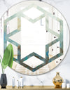 Blue and Bronze Dots On Glass II - Modern Round or Oval Wall Mirror - Hexagon Star