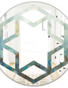 Blue and Bronze Dots On Glass II - Modern Round or Oval Wall Mirror - Hexagon Star