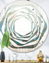 Blue and Bronze Dots On Glass II - Modern Round or Oval Wall Mirror - Whirl
