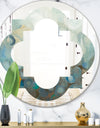 Blue and Bronze Dots On Glass II - Modern Round or Oval Wall Mirror - Quatrefoil