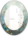 Blue and Bronze Dots On Glass II - Modern Mirror - Oval or Round Wall Mirror