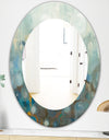 Blue and Bronze Dots On Glass II - Modern Mirror - Oval or Round Wall Mirror