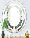 Blue and Bronze Dots On Glass II - Modern Round or Oval Wall Mirror - Space