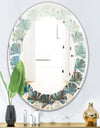 Blue and Bronze Dots On Glass II - Modern Round or Oval Wall Mirror - Leaves