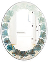 Blue and Bronze Dots On Glass II - Modern Round or Oval Wall Mirror - Leaves