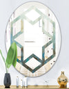 Blue and Bronze Dots On Glass II - Modern Round or Oval Wall Mirror - Hexagon Star