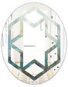 Blue and Bronze Dots On Glass II - Modern Round or Oval Wall Mirror - Hexagon Star