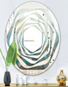 Blue and Bronze Dots On Glass II - Modern Round or Oval Wall Mirror - Whirl