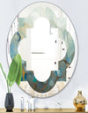 Blue and Bronze Dots On Glass II - Modern Round or Oval Wall Mirror - Quatrefoil