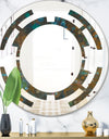 Blue and Bronze Dots on Glass III - Modern Round or Oval Wall Mirror - Space